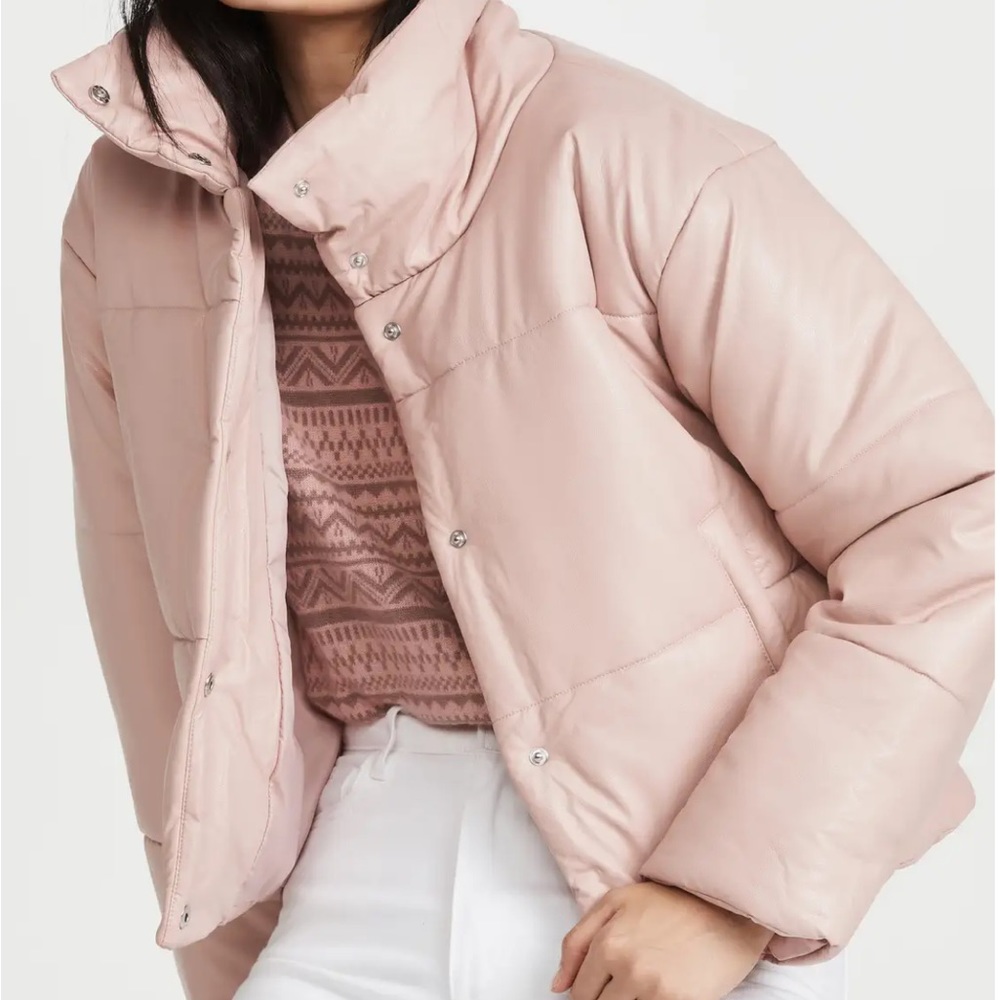 Cami NYC vegan leather puffer jacket